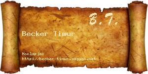 Becker Timur névjegykártya